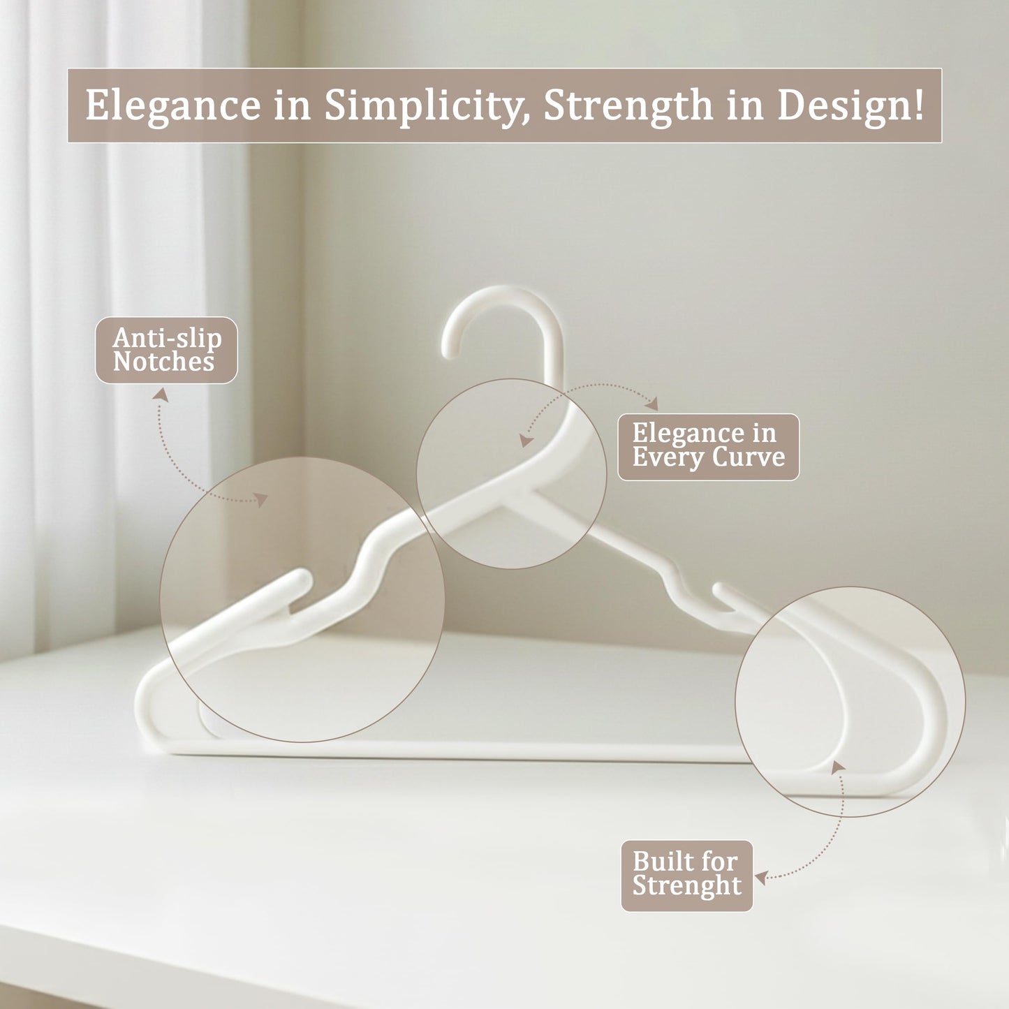 Utopia Home White Plastic Hangers 50 Pack - Clothes Hangers for Coat, Shirts,Trouser Suit - Space Saving Durable and Slim with Shoulder Grooves