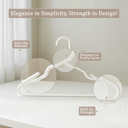 Utopia Home White Plastic Hangers 50 Pack - Clothes Hangers for Coat, Shirts,Trouser Suit - Space Saving Durable and Slim with Shoulder Grooves