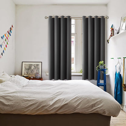 BGment Blackout Curtains 2 Panels for Bedroom - Black Out Curtains 63 Inches Long Window Room Darkening Grommet Thermal Insulated Curtains, 52 Inch Wide Each, Dark Grey
