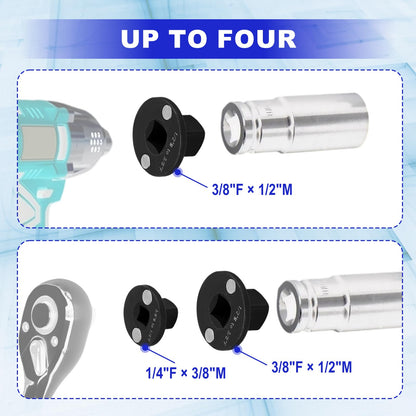 4pcs Low Profile Impact Socket Adapter Set, Magnetic Drive Ratchet Adapter Set for Tight Spaces for Automotive Repair DIY & Industrial Equipment Maintenance (Black)