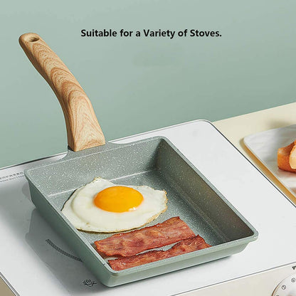 (Tamagoyaki pan) - Japanese Omelette Pan Nonstick Tamagoyaki Egg Pan/Retangle Small Frying Pan/with Silicone Spatula & Brush/Non-Stick Coating (PFOA Free)