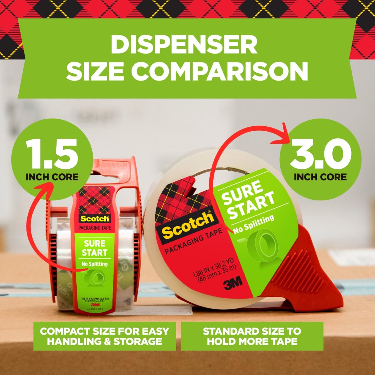 Scotch Sure Start Packaging Tape, 1.88 Inches x 900 Inches, 6-Pack, (DP-1000RF6)