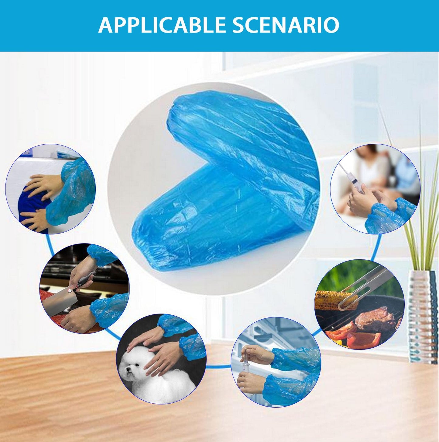 Disposable Oversleeves Covers, FIPASEN 200PCS Plastic Arm Sleeves Covers for Painting Repairing Cleaning Tattooing - White