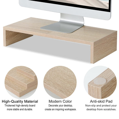 20 inch Monitor Stand Riser, Wood Monitor Stand for Desk, TV/Screen/PC/Printer/Laptop Riser, Computer Stand with Keyboard Organizer, Black Desktop Stand, Monitor Riser by TEAMIX (Maple)
