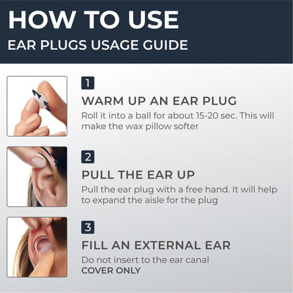 PQ Wax Earplugs for Sleep - 30 Silicone Wax Earplugs for Sleeping, Swimming, Shooting, Snoring, Sound Blocking Level 32 dB, Noise Cancelling Womens Ear Plugs