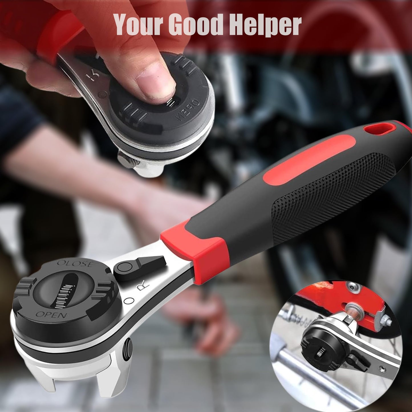 TrumLandy Adjustable Ratchet Wrench, Ratchet Wrench for 6-22mm Screws, High Torque Corrosion Resistance Ratcheting Socket Wrench Works with Multiple Fasteners with Non-Slip Handle