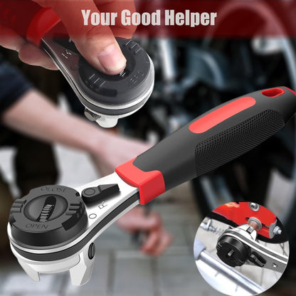 TrumLandy Adjustable Ratchet Wrench, Ratchet Wrench for 6-22mm Screws, High Torque Corrosion Resistance Ratcheting Socket Wrench Works with Multiple Fasteners with Non-Slip Handle