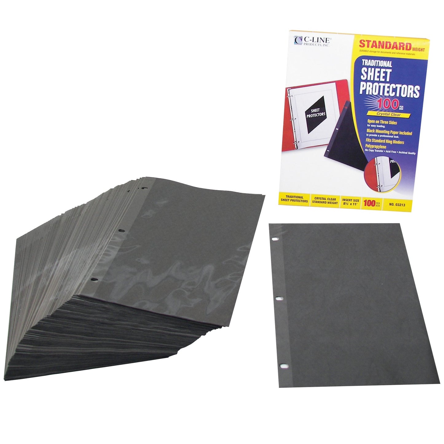 C-Line Traditional Polypropylene Sheet Protectors, 8.5 x 11-Inch, Clear, 100 Per Box (03213)