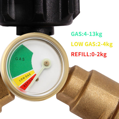 Roastove Dual Propane Tank Connection,Propane Tank Y Splitter Adapter with Gauge, Level Indicator, Gas Pressure Meter for 5-40lb Propane Tank, Work with RV Camper, Cylinder,BBQ Grills, Camping Stoves