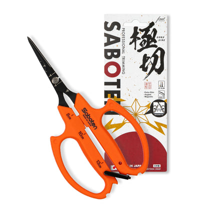Saboten 6.3" Automatic Japanese Harvesting Shears - Fine-Tipped Curved Blade, Magnetic Springless Action, Stainless Steel with Fluorine Coating, Ergonomic Grip - forest Originals, Made in Japan