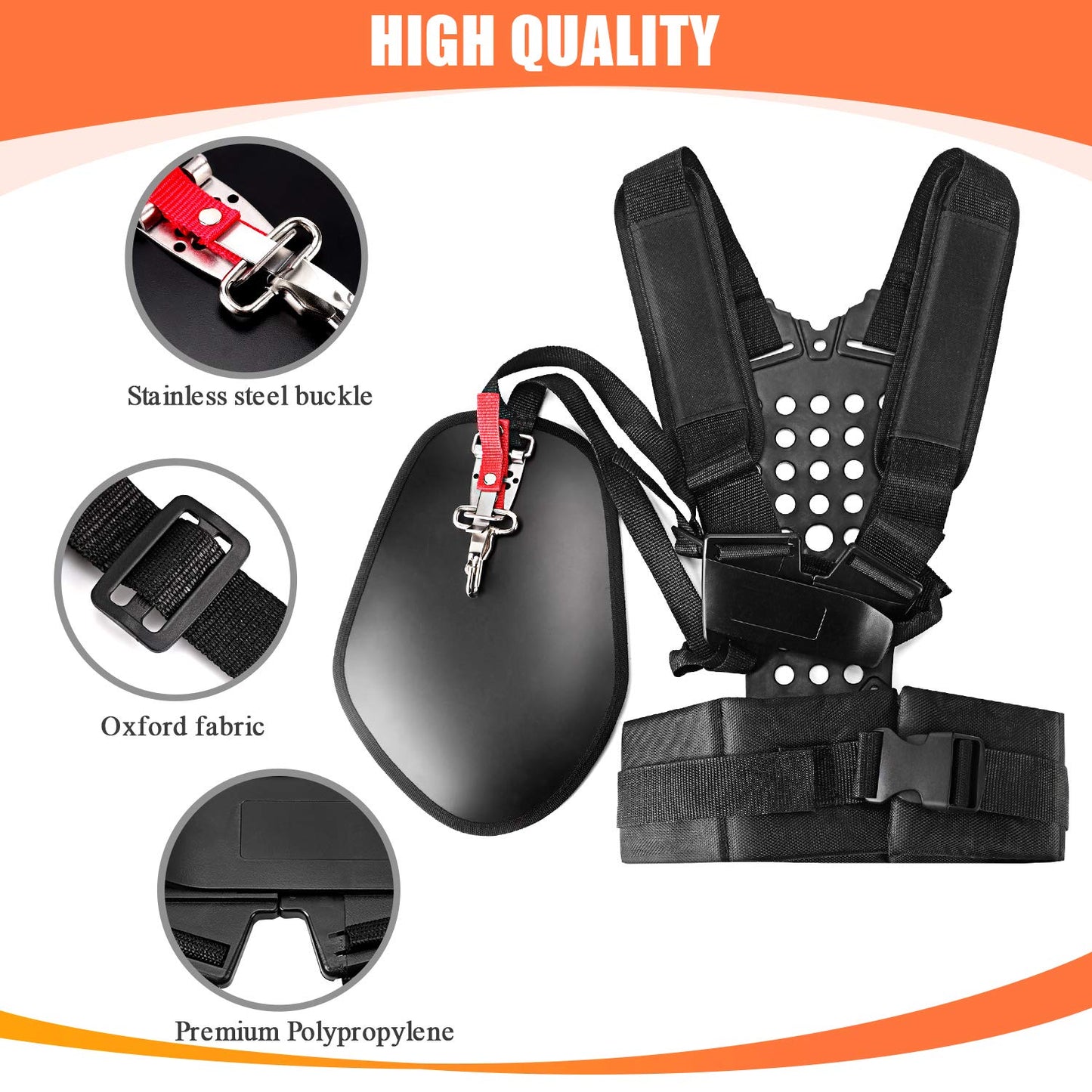 VIABRICO Trimmer Shoulder Strap Padded Belt Double, for Brushcutters Trimmers Strimmer Harness, Garden Lawn Mower Nylon Belt fit for Brush Cutter Kit