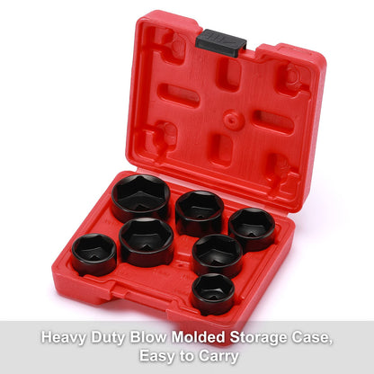 CASOMAN 7 Pieces 3/8" Drive Low Profile Oil Filter Socket Set, Oil Filter Cap Remover and Installer Tool Set, 6 Point, 24mm, 25mm, 27mm, 28mm, 29mm, 32mm, 36mm, CR-V