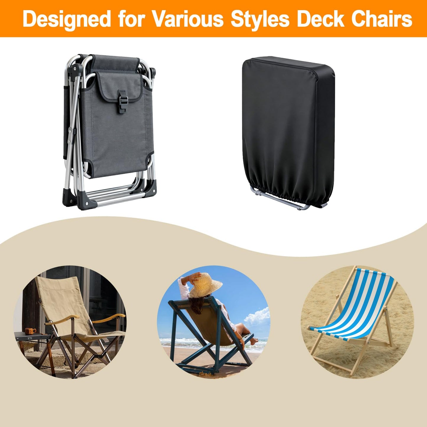 Zero Gravity Chair Cover, Waterproof Outdoor Folding Chair Cover, All Weather Anti Gravity Chair Covers for Folding Chairs, Patio Chair Covers with Storage Bag, 28"W x 43"H, 2 PCS