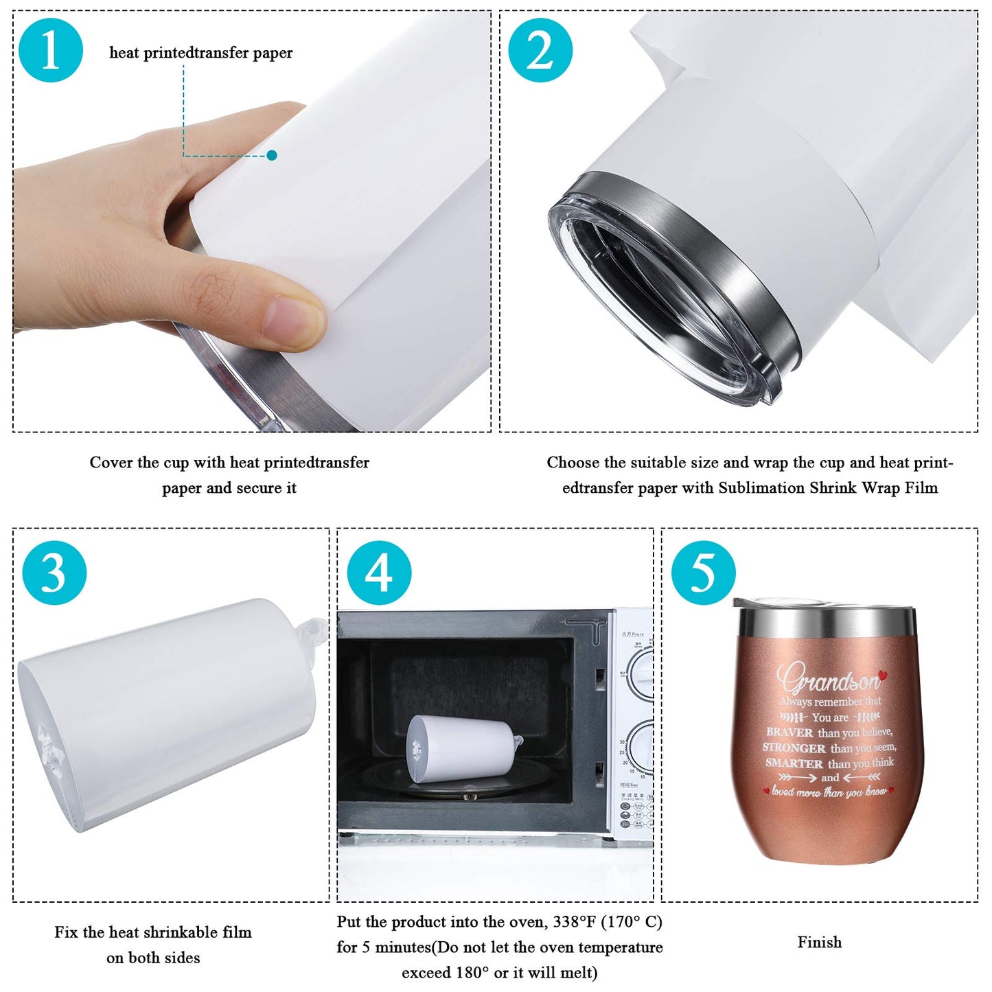 Sublimation Shrink Wrap Sleeves, Shrink Wrap Bags 60 PCS Sublimation Shrink Wrap Sleeve 6 Different Sizes White Bags for Tumblers, Mugs, Cups, Sublimation Shrink Film