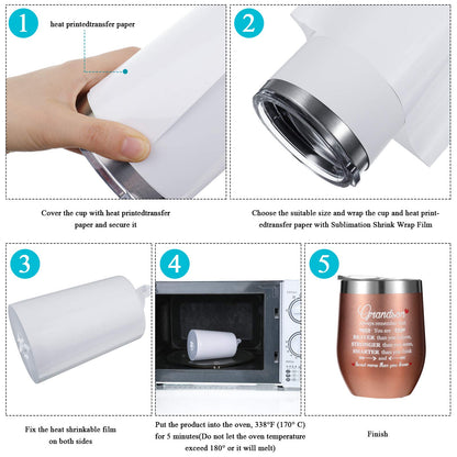 Sublimation Shrink Wrap Sleeves, Shrink Wrap Bags 60 PCS Sublimation Shrink Wrap Sleeve 6 Different Sizes White Bags for Tumblers, Mugs, Cups, Sublimation Shrink Film