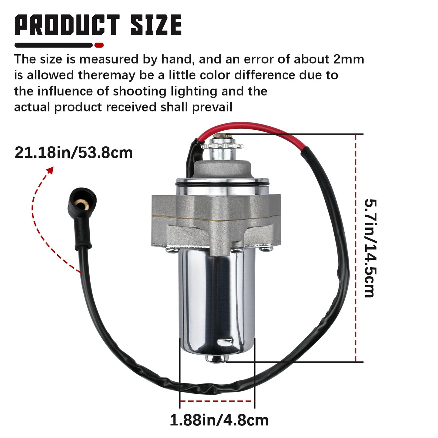 SOLLON 3 Bolt Starter Motor with Line for 50cc 70cc 90cc 100cc 110cc 125cc ATVs Dirt Bikes Go Karts Pit Bike Dune Buggy Sandrail Quad 4 Wheelers Compatible with SSR Roketa Taotao Coolster Jonway SunL