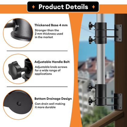 Corner Umbrella Clamp Deck Umbrella Mount Bracket 2PCS Umbrella Mount Clamp I Patio Umbrella Holder,Umbrella Clamp Mount for Deck Railing Heavy Duty Umbrella Clamp (Corner Mount-1)