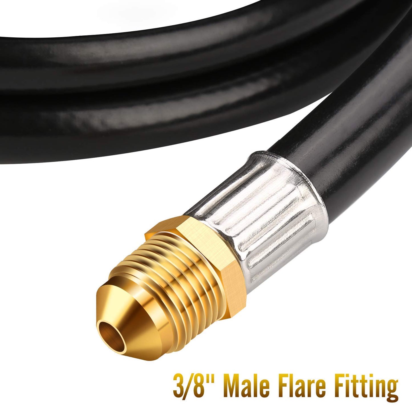 WADEO 12FT Propane Extension Hose, Low Pressure with 3/8 Inch Female Flare Fitting x 3/8 Inch Male Flare Fitting for Gas Grill, RV, Turkey Cooker, Fire Pit and More
