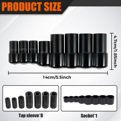 8Pcs Tap and Die Socket Adapter Tap Socket Set 1/4 Inch and 3/8 Inch Tap Holder Socket Kit with Socket Holder for Tight Space Fractional MCTI Standard