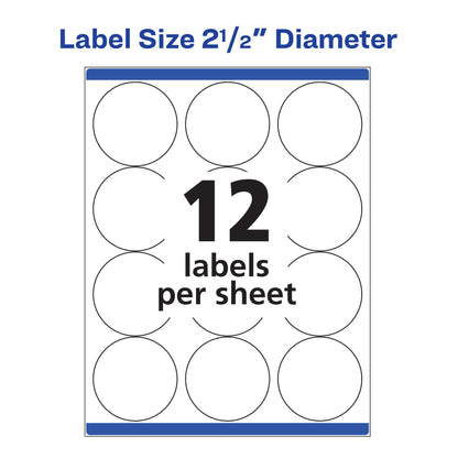 White Round High Visibility Labels with Sure Feed