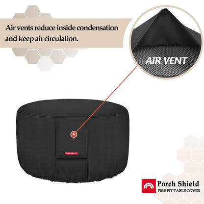 Porch Shield Fire Pit Cover - Waterproof 600D Heavy Duty Round Patio Fire Bowl Cover Black - 32 inch
