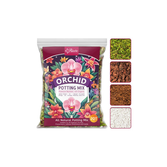 Riare 2L Orchid Potting Mix for Repotting- Orchids Repotting Kit Include Moss, Pine Bark, Perlite, Coco Peat- Premium Orchid Soil Medium for Indoor Potted Plants Root Ventilation & Expanding