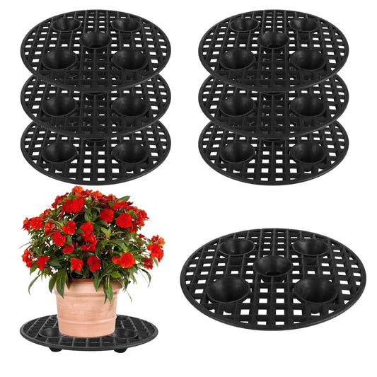 QTLCOHD 6 Pcs 12 Inch Pot Elevators for Plants, Black Plant Level Pot Elevator Plastic Plant Stand for Indoor Outdoor Garden Flower Pot, Plant Riser for Patio & Deck Floor Protector
