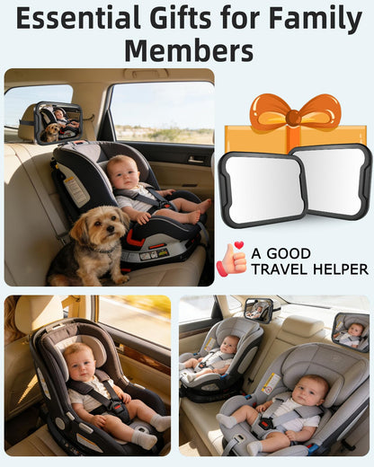 Zacro Baby Car Mirror 2Pcs - Shatterproof Acrylic Car Mirror Baby Rear Facing, 360° Adjustable Baby Mirror for Back Seat-Easily to Observe Babys' Every Move, Anti-Slip and Safety