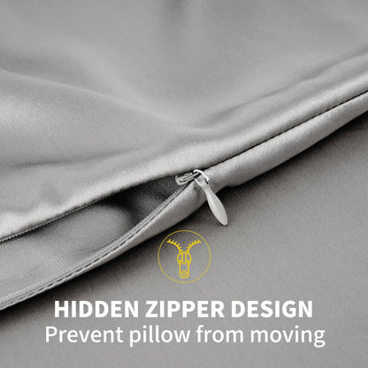 ZIMASILK 100% Mulberry Silk Pillowcase for Hair and Skin, with Hidden Zipper, Both Sides 19 Momme Pure Silk, 1pc(Queen 20''x30'',Dark Grey)