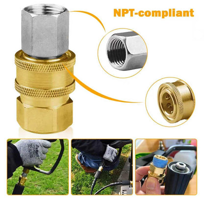 8 Pack NPT 3/8 Inch Stainless Steel Male and Female Pressure Washer Quick Connect Fittings (Internal Tread) Pressure Washer Adapters Set, 5000 PSI
