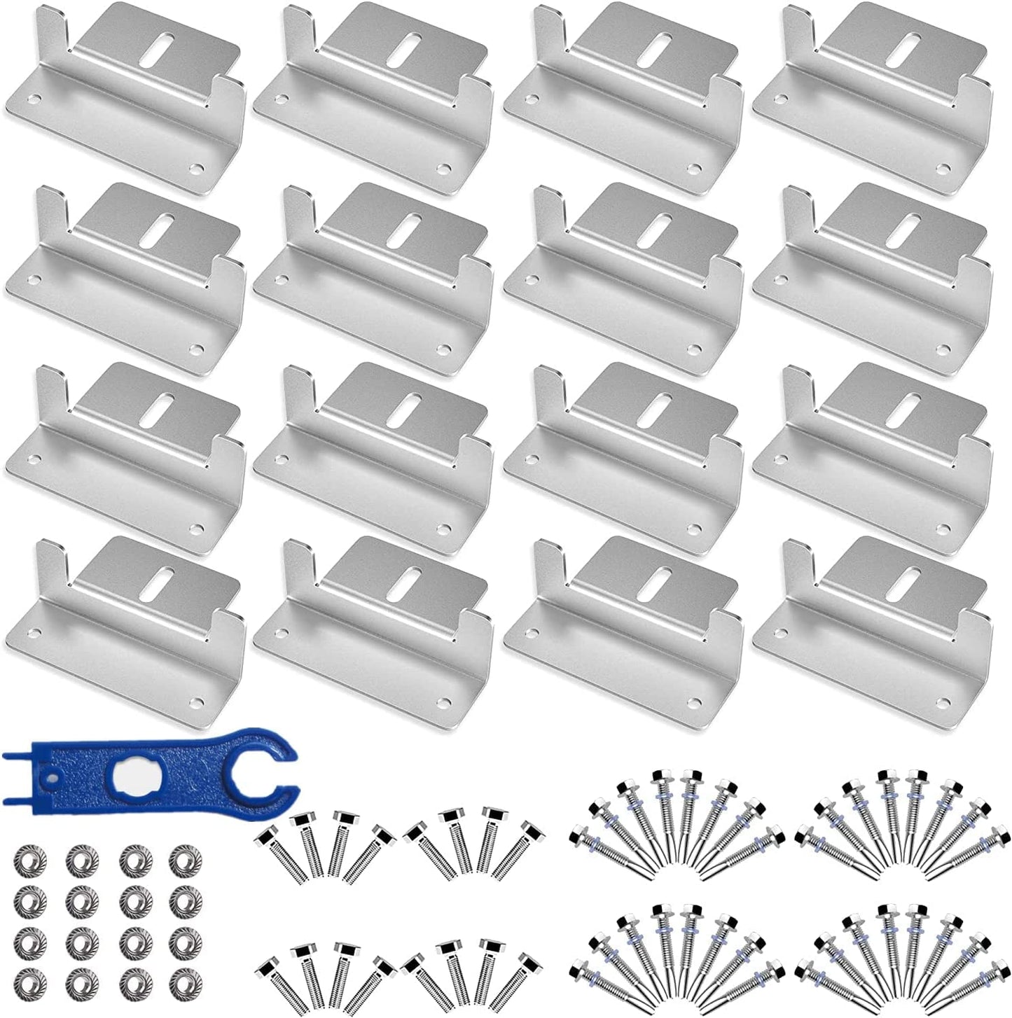 Baotkere Solar Panel Mount Z Brackets, Anti-Corrosion Kits with Nuts and Bolts, Connector Wrenches, Used for House Apartment Roof, Walls Mounted Structures