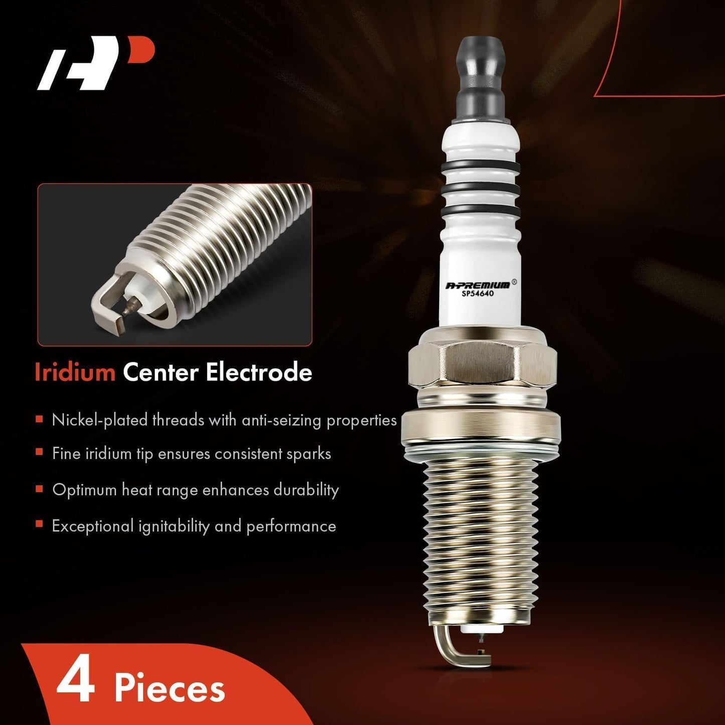 A-Premium 4 Packs Iridium Spark Plugs Compatible with Toyota Corolla, Prius, Yaris, 4Runner, Tacoma & Hyundai Elantra & Subaru Forester & Honda Civic, 1989-2020