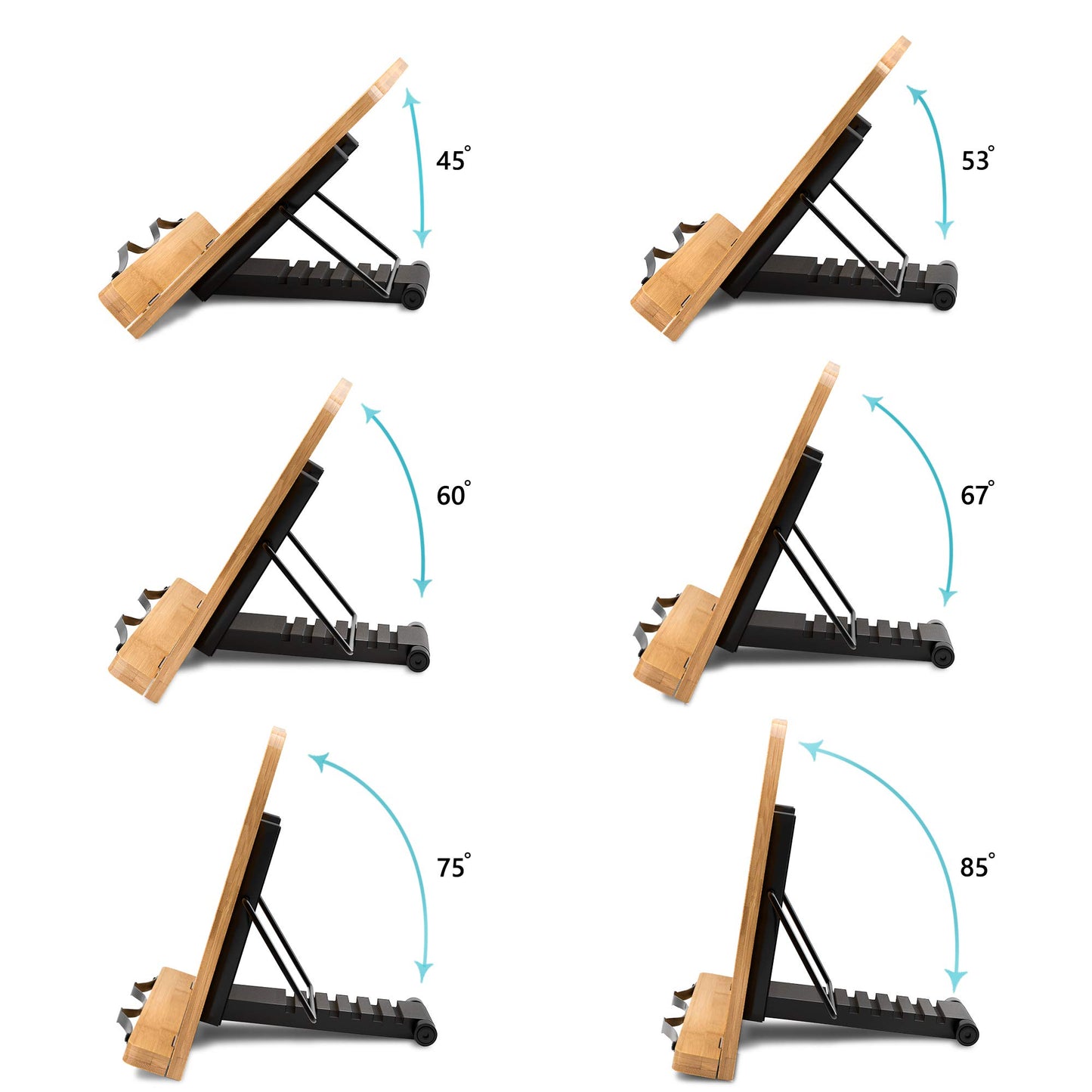 Readaeer Large Size Bamboo Reading Rest Cookbook Cook Book Holder Stand Bookrest Foldable Book Stand Reading Stand Holder