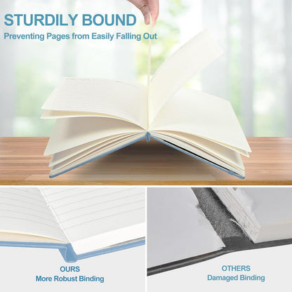 3 Pack Leather Notebook Set with 3 Pens, A5 College Ruled Notebook,160 Pages Hardcover Notebook,Diary Journal for Office, School, Writing(3 Colors 20.8cm x14.5cm)