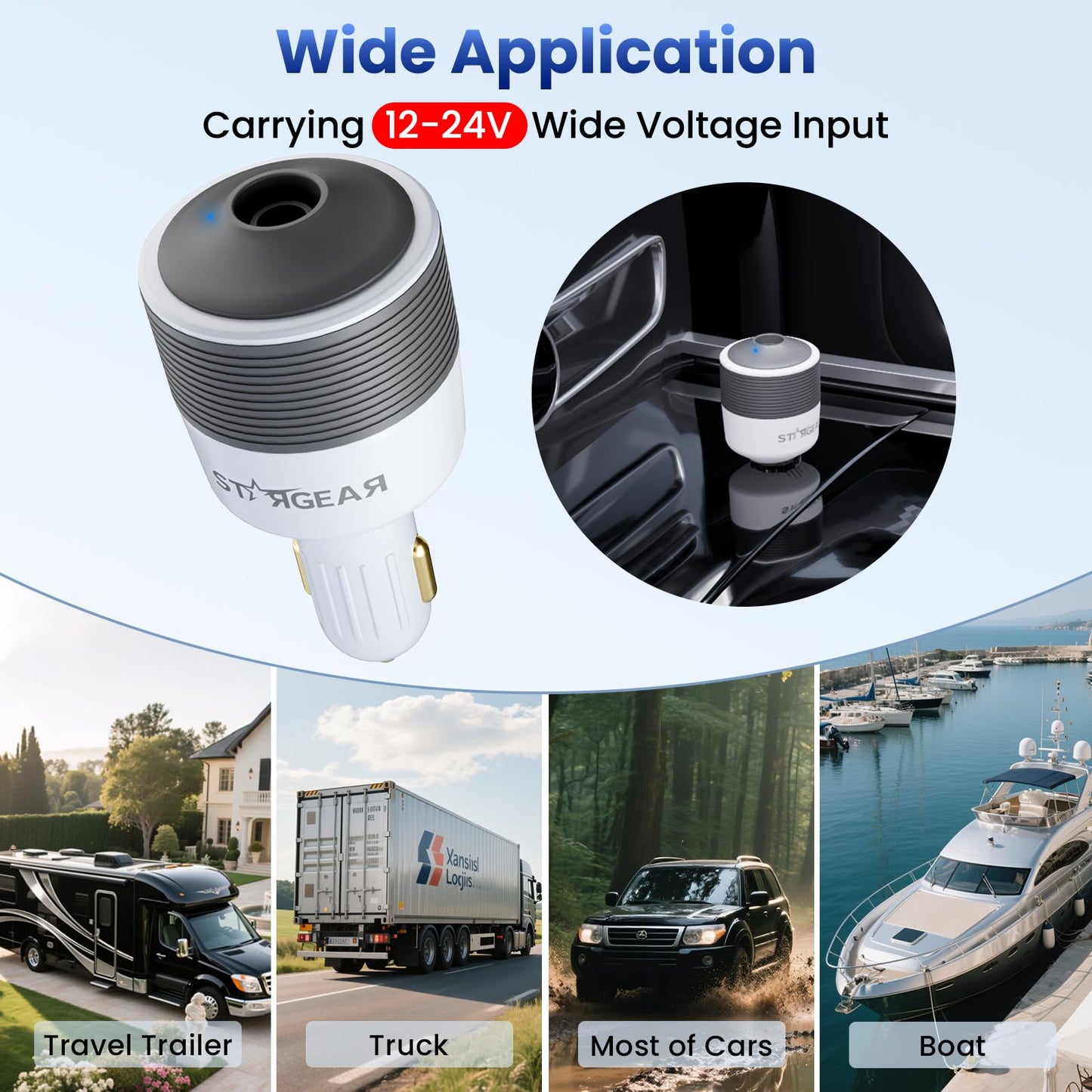 Starlink Mini Car Adapter - 12V to 24V DC Step Up Converter with 60W Car Cigarette Lighter Adapter, Starlink Mini 12V Adapters Supports Official 30M Starlinks Cable
