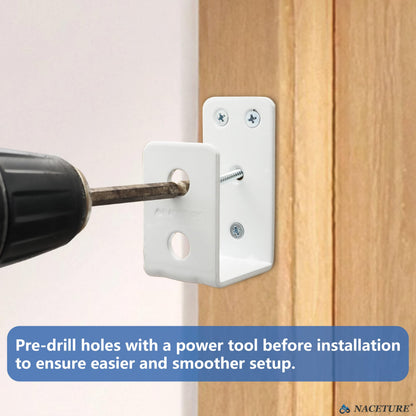 4 Pack Door Barricade Brackets – Heavy Duty 2x4 U Bracket Door Brace Reinforcement Plates with Screws, Wall Mount Security Bar Holder for Front Door Safety, Anti-Rust Steel, Easy Install