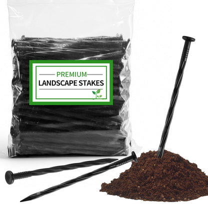 120-Pack 8-Inch Heavy Duty Plastic Landscape Edging Spikes – Spiral Anchoring Nails for Paver Edging, Weed Barrier Fabric, Artificial Turf & Garden Borders – Rust-Free Nylon Stakes