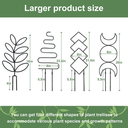 Plant Trellis for Climbing Plants Indoor Outdoor, 23inch Garden Trellis for Potted Plants with Ties, Metal Climbing Plant Support for House Pothos Monstera Flower Hoya Flower, 4 Panels，Black
