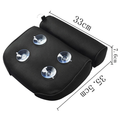 ALINK Bath Pillow Spa Bathtub Cushion Head,Neck,Shoulder and Back Support Rest with 4 Non-Slip Strong Suction Cups（Black）