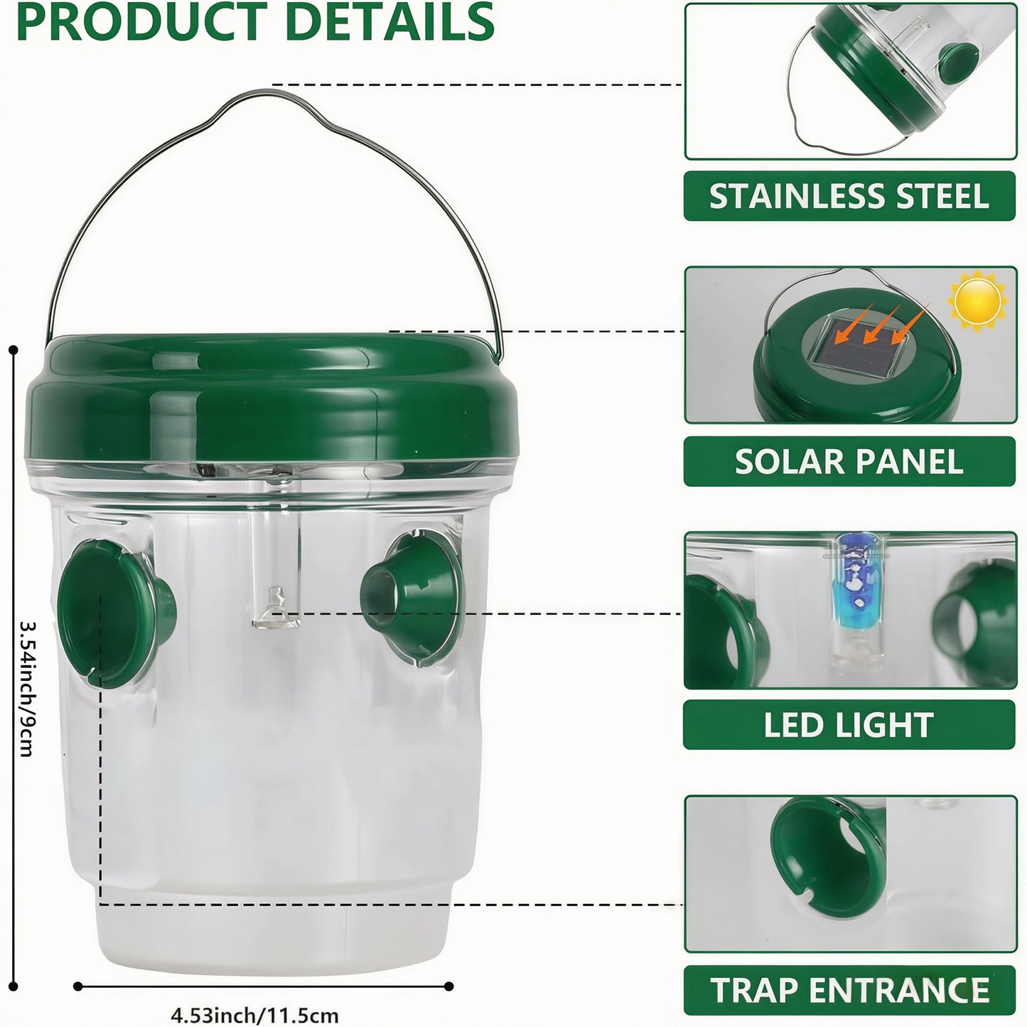 3 Pack Wasp Traps Outdoor Hanging, Carpenter Bee Cages, Wasps Outdoor Hanging, Jacket Cage for Outside Garden, Patio, Yard Within Hours Wasp Cage