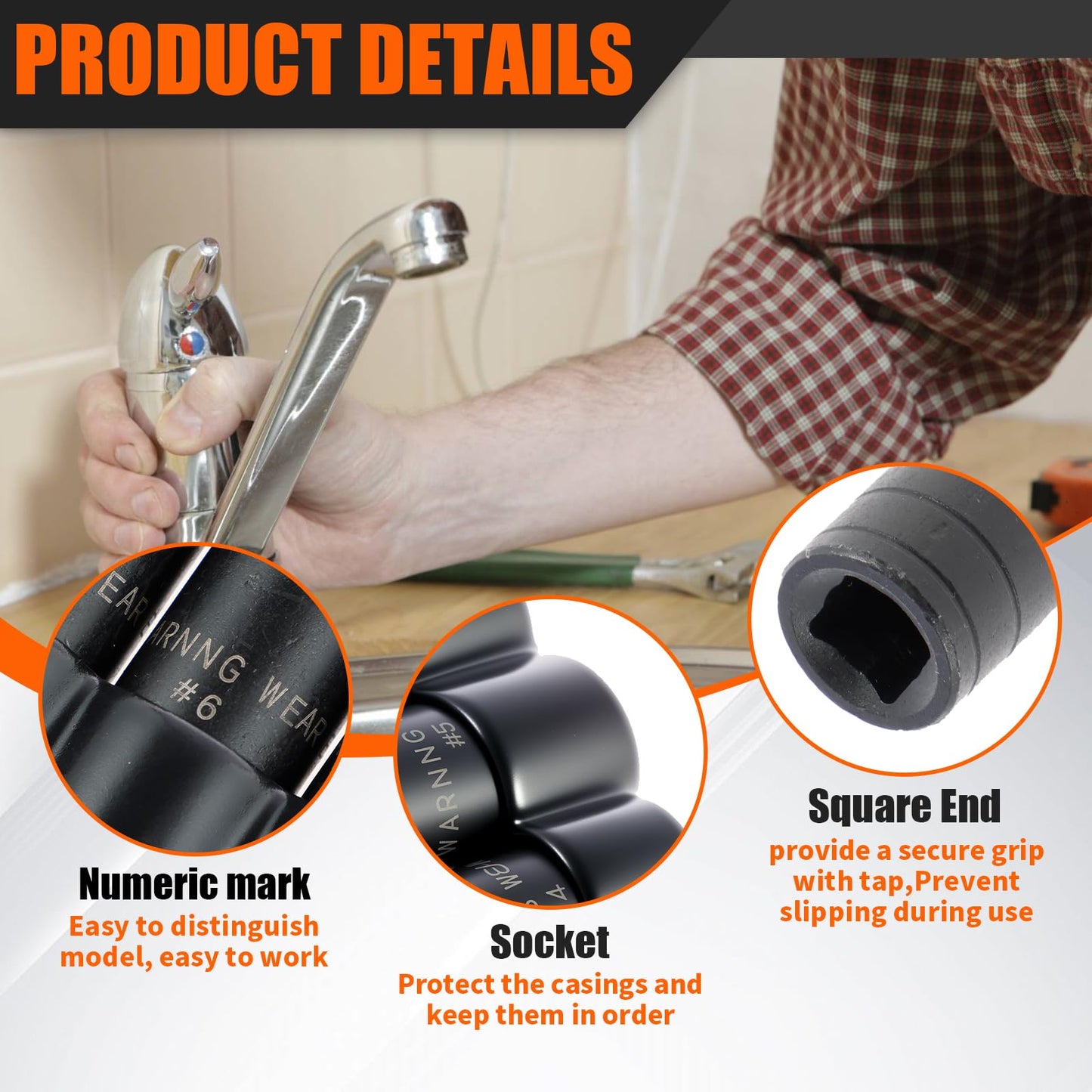 8Pcs Tap Socket Set Use with 1/4" and 3/8" Drive Fit Fractional MCTI Standard Tap Holder Socket Set with Socket Holder for Tight Spaces Machining & Maintenance (8Pcs)