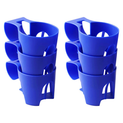 (6-Pack) Poolside Cup Holders for Above Ground Pools (Blue) - Compatible with Above Ground Pools with 2 Inches or Thinner Round Top Bars - Strong and Durable Easy to Use Clip-On No-Spill Cup Holders