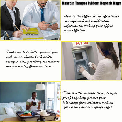Daarcin Opaque Bank Deposit Bags, 100pcs 9x12in Tamper Proof Bag, Cash Handling, Transportation, Transfer, Valuables, Secure Bank Pocket with Independent Barcode, Self Sealing Glue, Tamper Proof