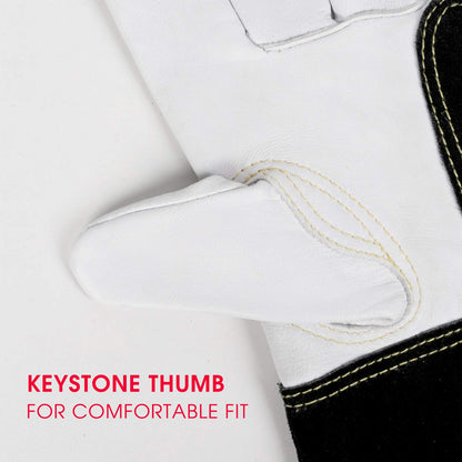 YESWELDER Premium Goatskin TIG Welding Gloves | Top Grain Leather | High Dexterity |True- Fit-L