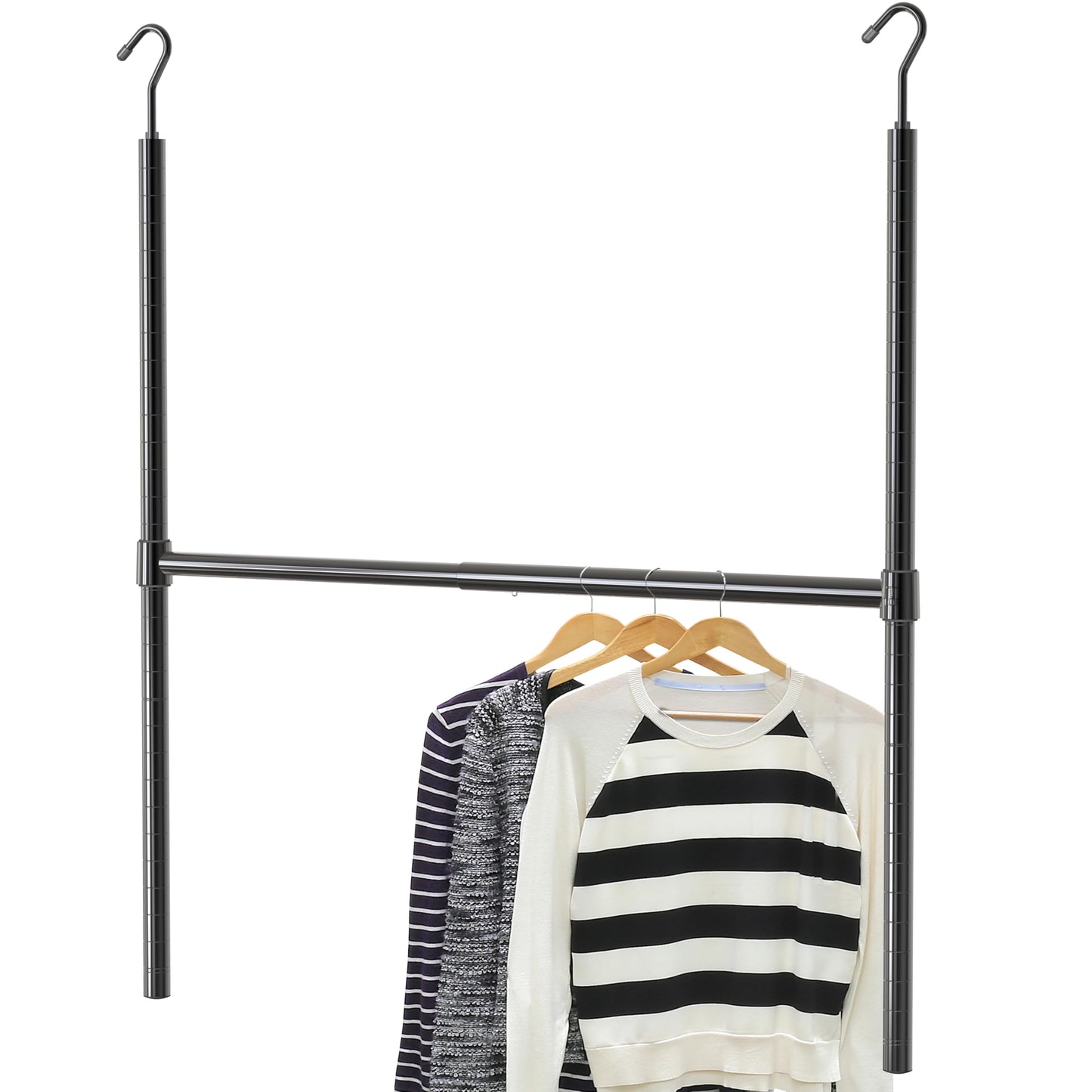 Simple Houseware 18 to 30 Inch Adjustable Closet Hanging Rod, Black