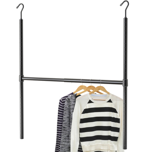 Simple Houseware 18 to 30 Inch Adjustable Closet Hanging Rod, Black