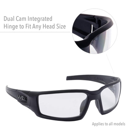 Uvex by Honeywell Hypershock Safety Glasses, Black Frame with Clear Lens & HydroShield Anti-Fog Coating (S2940HS)