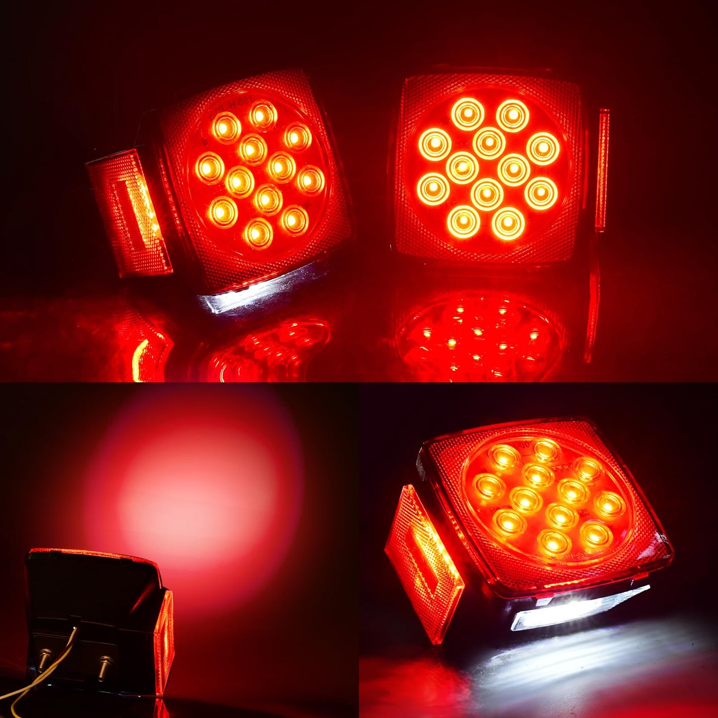 12V LED Trailer Lights 2pcs, Square Trailer Light Kit, Stop/Tail/Turn Signal Lights for Car Trunk Jeep Boat