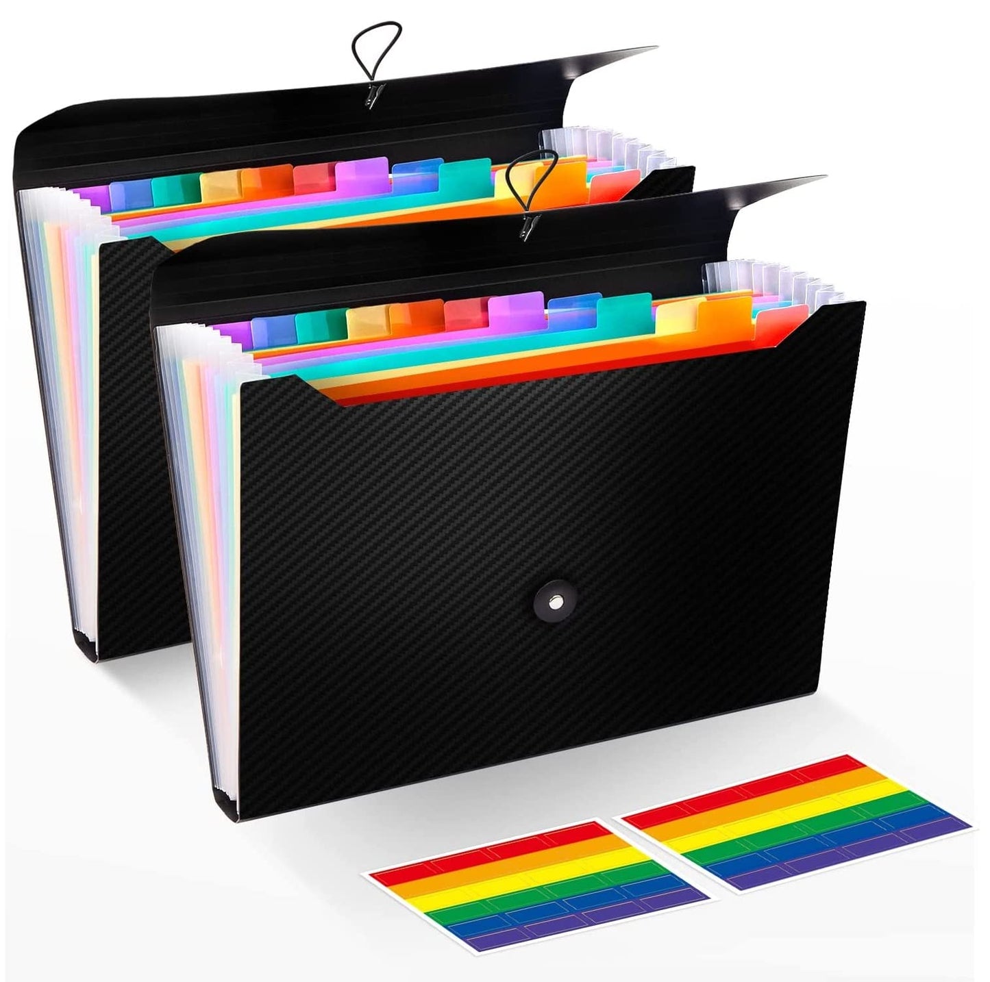 2 Pack Accordion File Folder Organizer, 13 Pockets Expanding File Folder, A4 Letter Size Paper Document Receipt Organizer for Classroom, Home, Office and Travel
