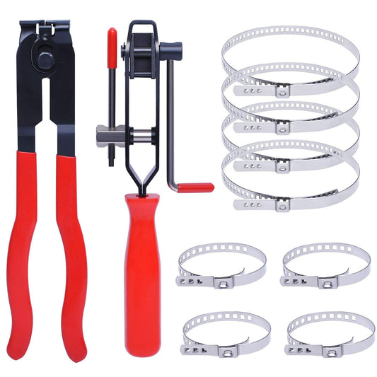 10Pcs CV Joint Boot Clamp Pliers with CV Boot Clamps Kit, Auto Repair Tool for Car Tire Repair Clamp Removal, Car Band/Banding Tool Kit, Automotive Hose Axle Plier